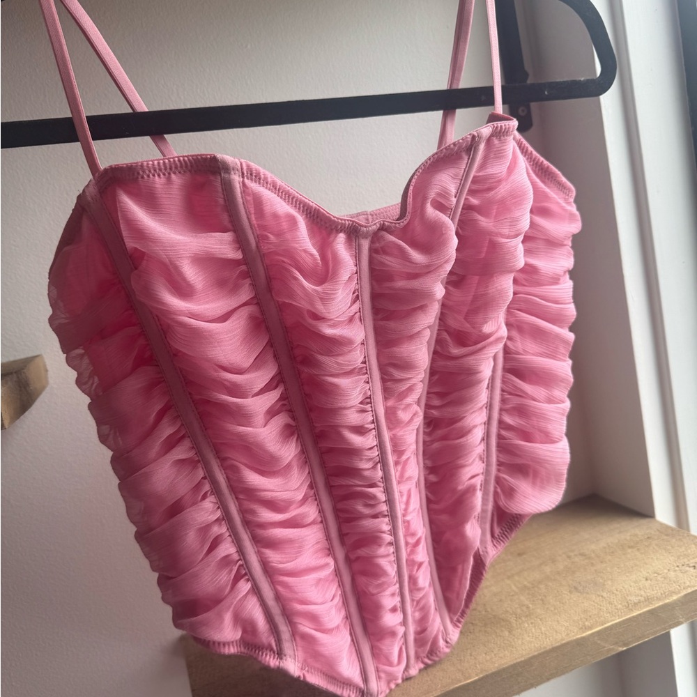 Urban Outfitters Pink Ruffled Crop Top